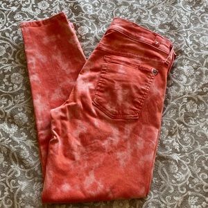 7 For All Mankind Orange Wash Cropped Jeans